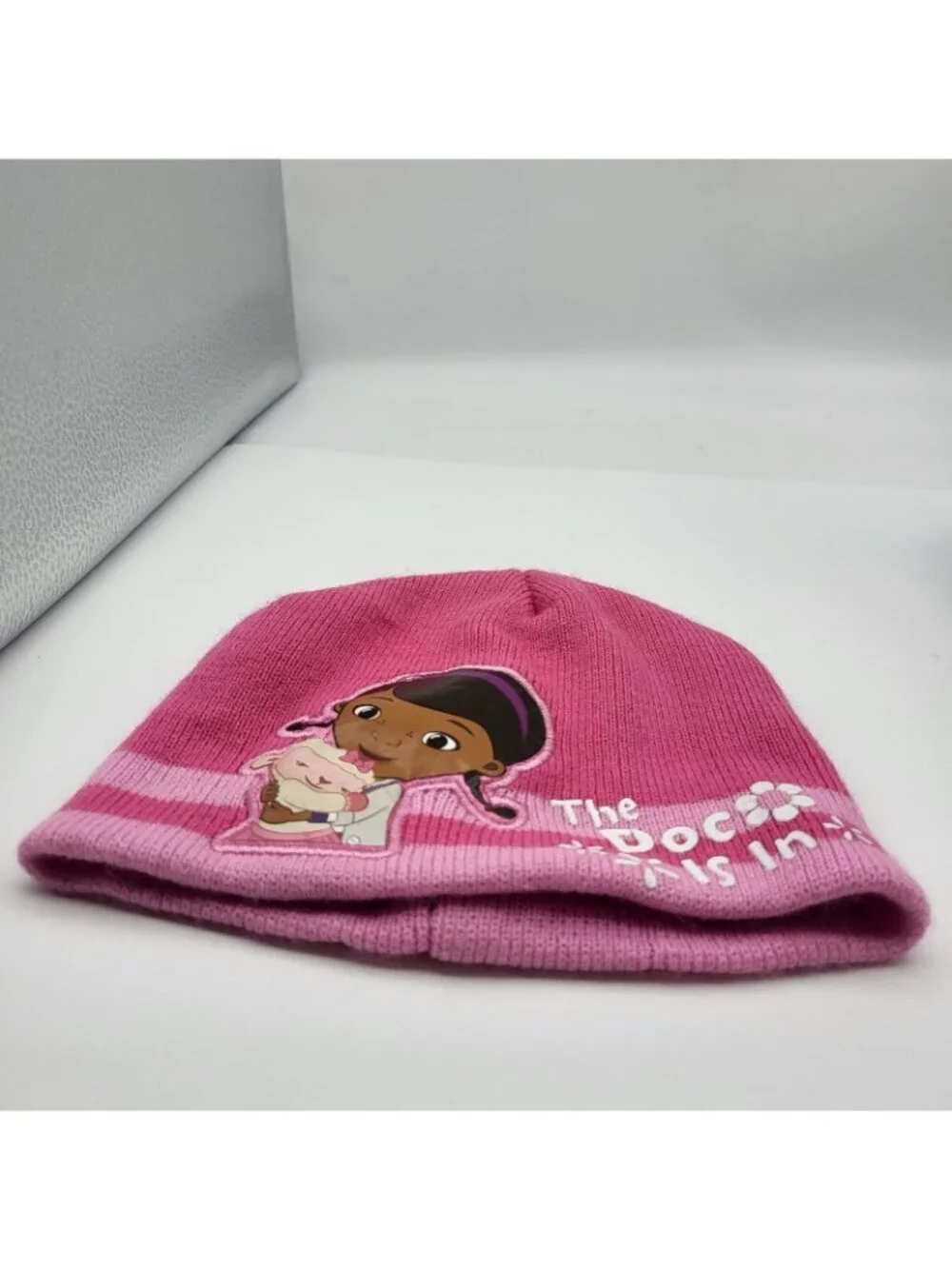 Disney Doc McStuffins girls' knit winter beanie hat cap Lamb hug